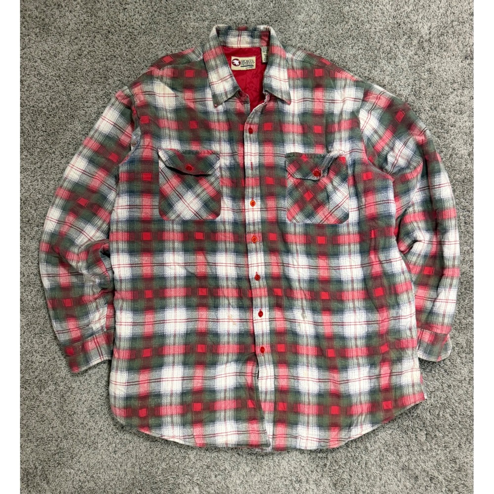 Sports Afield Mens Quilted Flannel Shirt Jacket Plaid Red Green Tall XXL XXLT
